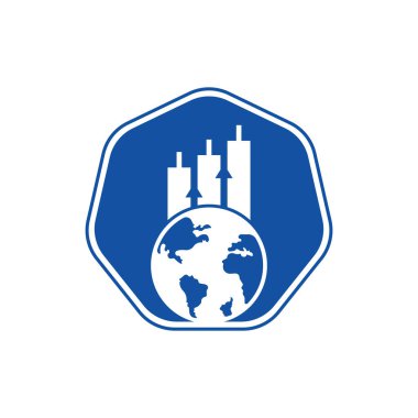 Dünya finans logosu tasarımı. Dünya İstatistikleri vektör logo tasarım şablonu.