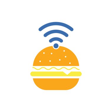 Wifi burger logo tasarım vektör simgesi. Hamburger ve WiFi sinyal simgesi veya simgesi.