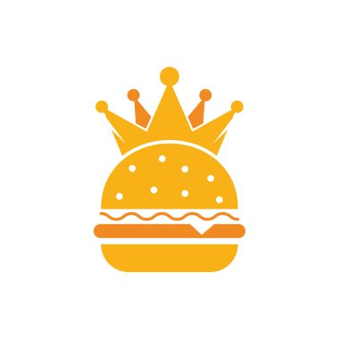 Burger King vektör logosu tasarımı. Taç simgesi logo konseptli hamburger.
