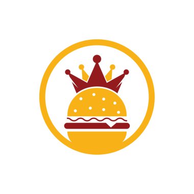 Burger King vektör logosu tasarımı. Taç simgesi logo konseptli hamburger.