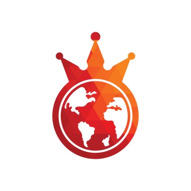 Kral Gezegen Vektör Logosu Tasarımı. Dünya Kralı Logo Simgesi Tasarımı.
