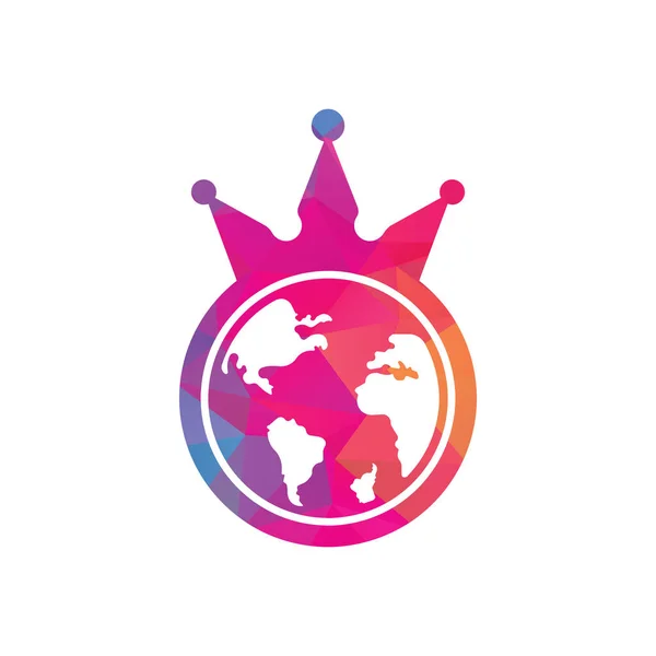 King Planet Vector Logo Ontwerp Globe King Logo Pictogram Ontwerp — Stockvector