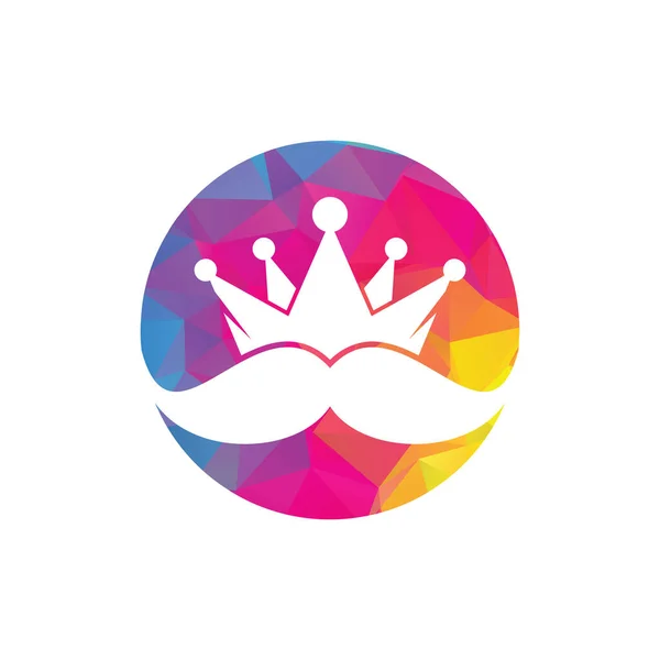 Mustache Kung Vektor Logotyp Design Elegant Elegant Mustasch Krona Logotyp — Stock vektor