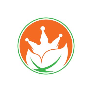 Yaprak kaplaması vektör logosu tasarımı. Yeşil yapraklı taç terapisi şirketi logosu tasarım şablonu.