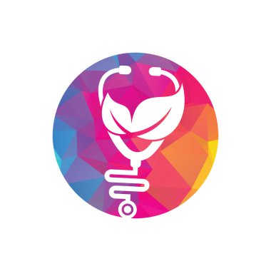 Sağlık steteskobu vektör logosu tasarımı. Yaprak simgesi vektör tasarımlı stetoskop.