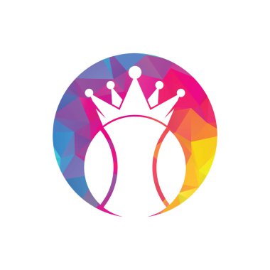 Tenis kralı vektör logosu tasarımı. Tenis topu ve taç simgesi tasarım şablonu.