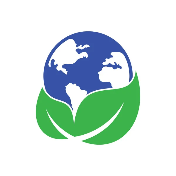 Globe Leaf Logo Icon Vector Earth Leaf Logo Combination Planet — ストックベクタ