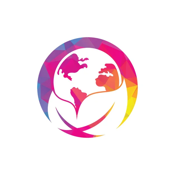 Globe Leaf Logo Icon Vector Earth Leaf Logo Combination Planet — Image vectorielle