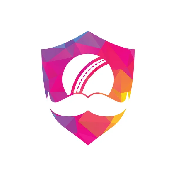 Fuerte Diseño Logotipo Cricket Vector Moustache Bola Cricket Vector Icono — Archivo Imágenes Vectoriales