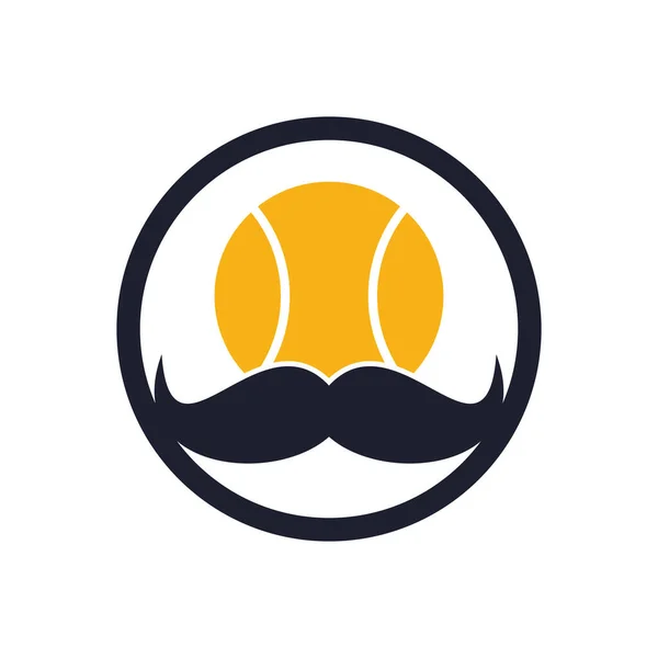 Stark Tennis Vektor Logotyp Design Moustache Och Tennisboll Vektor Ikon — Stock vektor