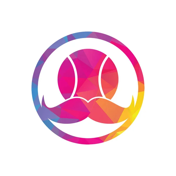 Strong Tennis Vector Logo Design Moustache Tennis Ball Vector Icon — Image vectorielle