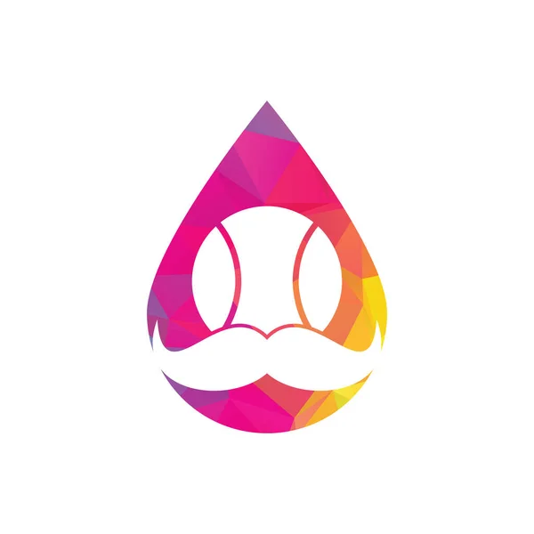 Moustache Tennis Ball Drop Shape Concept Vector Icon Design Strong — Vector de stock