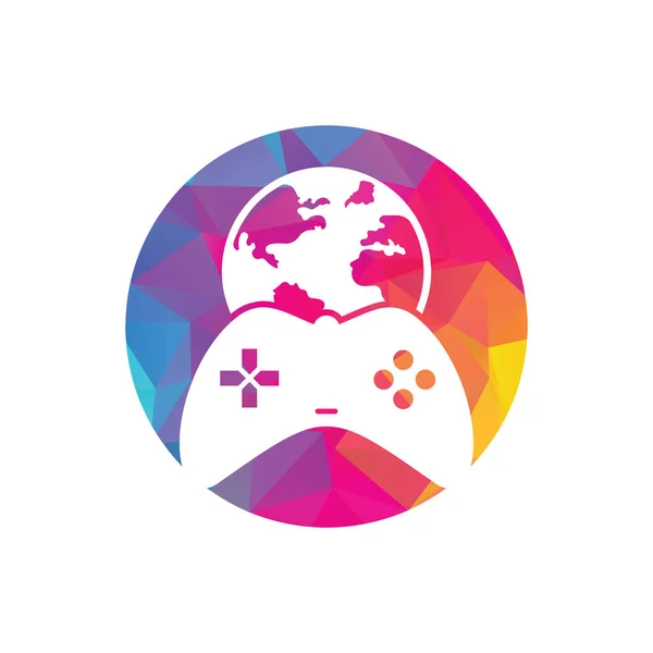 Game Globe Logo Icon Design Online Gamer World Logo Globe — Stock Vector