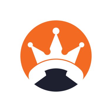 King 'den vektör logosu tasarımı. El seti ve taç simgesi tasarımı.