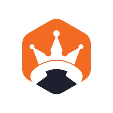 King 'den vektör logosu tasarımı. El seti ve taç simgesi tasarımı.