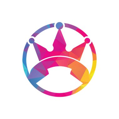 King 'den vektör logosu tasarımı. El seti ve taç simgesi tasarımı.