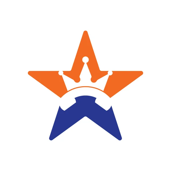 King Call Star Shape Vector Logo Design Handset Crown Icon — Stock Vector