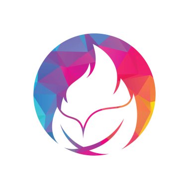 Yaprak ateş vektör logosu tasarım şablonu. Çevre yeşili alternatif enerji logosu tasarım şablonu.
