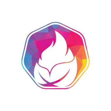 Yaprak ateş vektör logosu tasarım şablonu. Çevre yeşili alternatif enerji logosu tasarım şablonu.