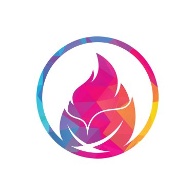 Yaprak ateş vektör logosu tasarım şablonu. Çevre yeşili alternatif enerji logosu tasarım şablonu.