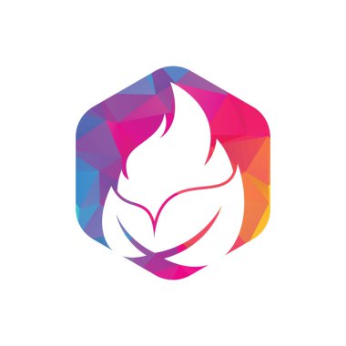 Yaprak ateş vektör logosu tasarım şablonu. Çevre yeşili alternatif enerji logosu tasarım şablonu.