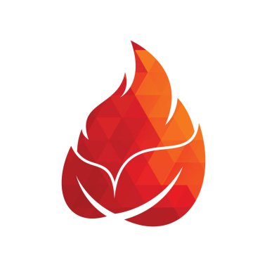 Yaprak ateş vektör logosu tasarım şablonu. Çevre yeşili alternatif enerji logosu tasarım şablonu.