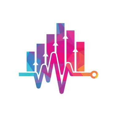 Mali nabız logosu. Kalp atışı finans logo tasarımı ikonu. istatistik titreşim logo tasarım şablonu.