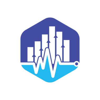 Mali nabız logosu. Kalp atışı finans logo tasarımı ikonu. istatistik titreşim logo tasarım şablonu.