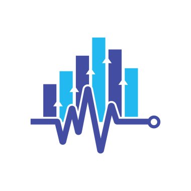 Mali nabız logosu. Kalp atışı finans logo tasarımı ikonu. istatistik titreşim logo tasarım şablonu.