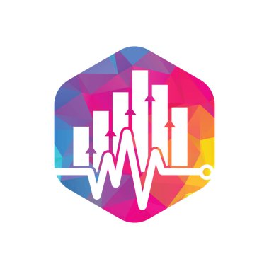 Mali nabız logosu. Kalp atışı finans logo tasarımı ikonu. istatistik titreşim logo tasarım şablonu.