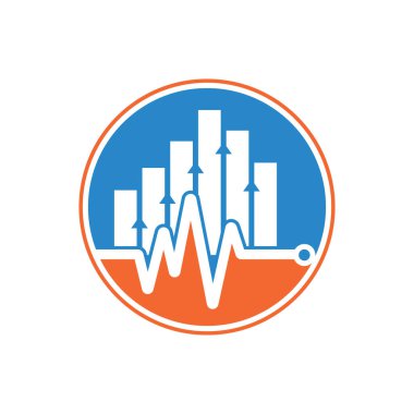 Mali nabız logosu. Kalp atışı finans logo tasarımı ikonu. istatistik titreşim logo tasarım şablonu.