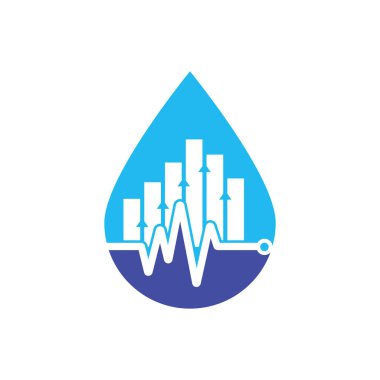 Mali nabız düşüşü konsept logosu. Kalp atışı finans logo tasarımı ikonu. istatistik titreşim logo tasarım şablonu.