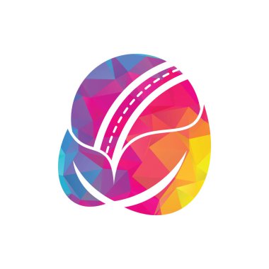 Kriket ve yaprak vektör logosu tasarımı. Eşsiz kriket ve organik logot tasarım şablonu.