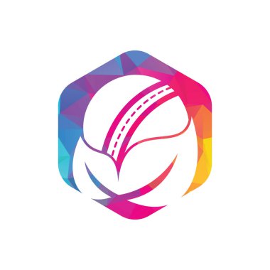 Kriket ve yaprak vektör logosu tasarımı. Eşsiz kriket ve organik logot tasarım şablonu.