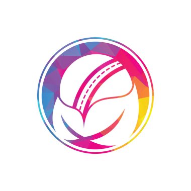 Kriket ve yaprak vektör logosu tasarımı. Eşsiz kriket ve organik logot tasarım şablonu.