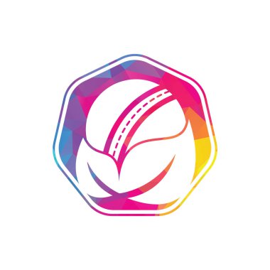 Kriket ve yaprak vektör logosu tasarımı. Eşsiz kriket ve organik logot tasarım şablonu.