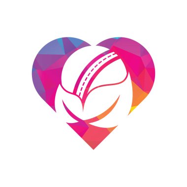 Yaprak kriket kalp şekli konsept vektör logosu tasarımı. Eşsiz kriket ve organik logot tasarım şablonu.