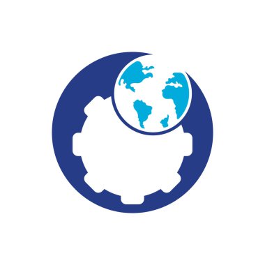 Vites küresel vektör logosu tasarımı. Gezegen simgesi logo tasarım elementi.