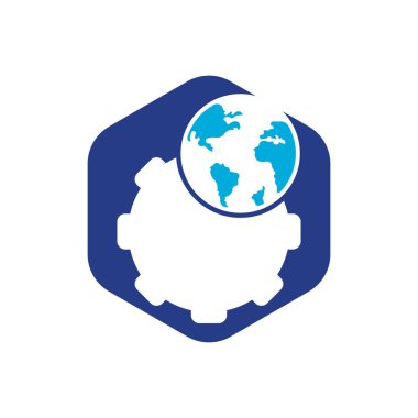 Vites küresel vektör logosu tasarımı. Gezegen simgesi logo tasarım elementi.