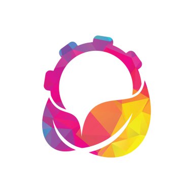 Vites ve yaprak kombinasyon vektörü. Tamirci ve ekolojik sembol veya simge.