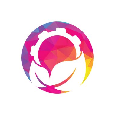 Vites ve yaprak kombinasyon vektörü. Tamirci ve ekolojik sembol veya simge.