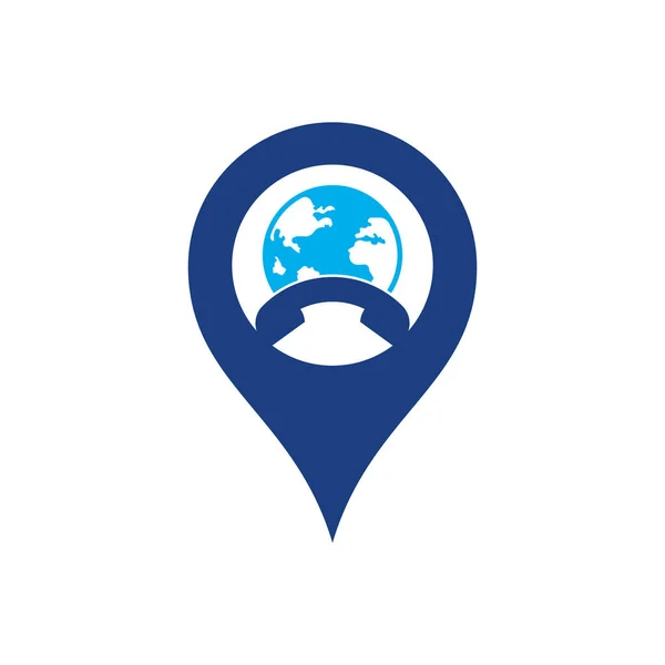 Call Globe Map Pin Shape Concept Icon Globe Handset Vector — Stock Vector