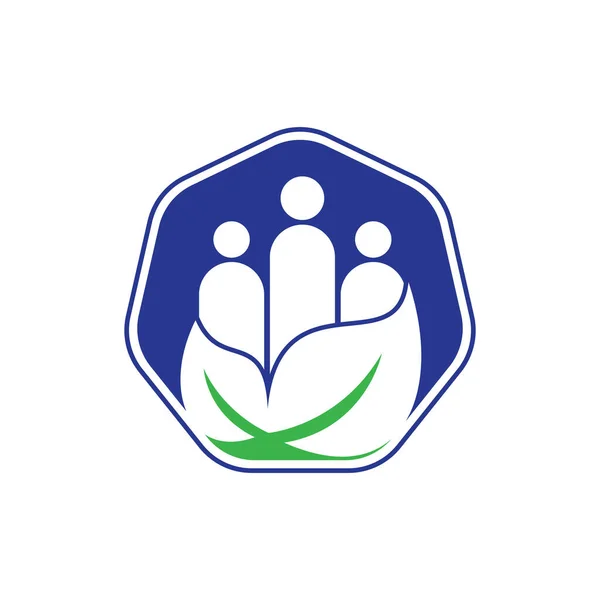 Вектор Логотипа Leaf People Шаблон Логотипа Зеленого Сообщества — стоковый вектор