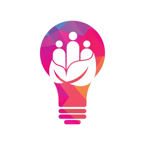 Листя Людей Лампочки Форму Концепції Логотипу Дизайну Піктограми Вектор Шаблон — стоковий вектор