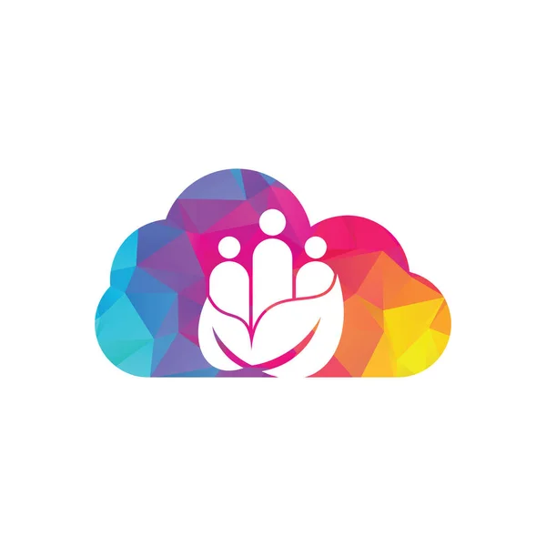 葉人雲形のコンセプトロゴデザインアイコンベクトル 緑のコミュニティベクトルロゴテンプレート — ストックベクタ