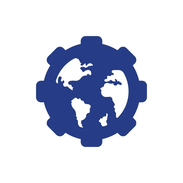 Engrenagem Global Vetor Logotipo Design Elemento Design Logotipo Ícone Planeta — Vetor de Stock