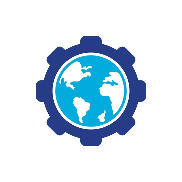 Gear Global Vector Logo Design Gear Planet Icon Logo Design — Stock Vector