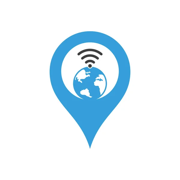 Globe Wifi Gps Формирует Концептуальный Логотип Дизайна Шаблон Логотипа — стоковый вектор