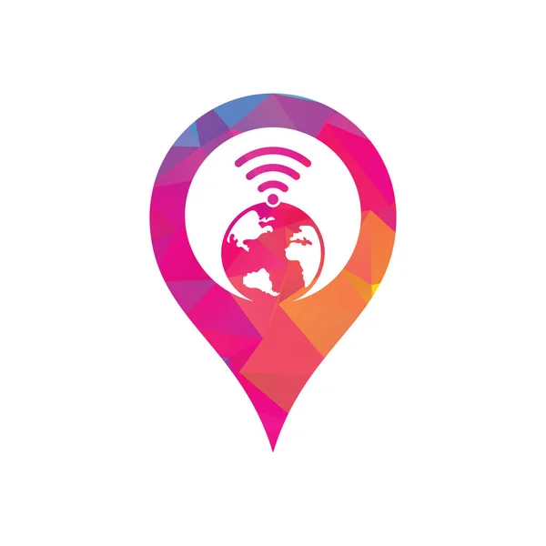 Globe Wifi Gps Σχήμα Έννοια Λογότυπο Εικονίδιο Σχεδιασμού Πρότυπο Λογότυπου — Διανυσματικό Αρχείο