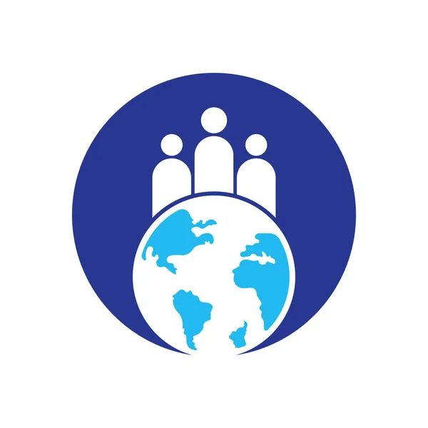 Globe Persone Icona Vettoriale Illustrazione Mondo Persone Logo Icona Design — Vettoriale Stock